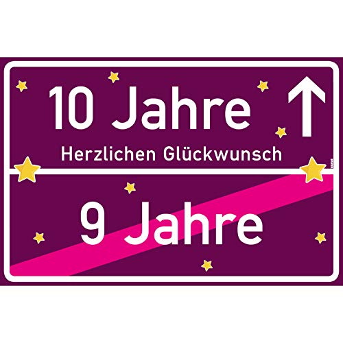 vanva 10 Geschenk Mädchen Schild mit Spruch Herzlichen Glückwunsch Ortsschild Violett vanva 10 Geschenk Mädchen Schild mit Spruch Herzlichen Glückwunsch Ortsschild Violett von vanva