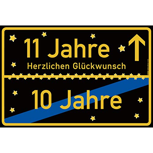 vanva 11 Geburtstag Schild - Ortsschild Herzlichen Glückwunsch 30x20 cm - Lustige Geschenke für Frauen 11 Jahre oder Dekoration - Party Deko Geschenkideen für den 11 Geburtstag Schwarz von vanva