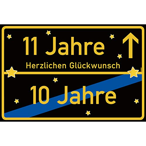 vanva 11 Geburtstag Schild - Ortsschild Herzlichen Glückwunsch 30x20 cm - Lustige Geschenke oder Dekoration - Party Deko Geschenkideen für den 11 Geburtstag Schwarz von vanva