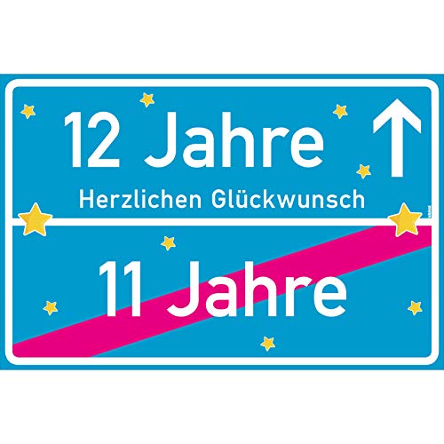 vanva 12 Geschenk Mädchen Schild mit Spruch Herzlichen Glückwunsch Ortsschild Türkis von vanva