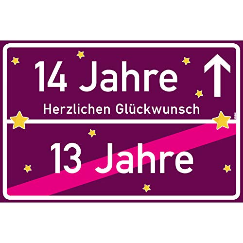 vanva 14 Geschenk Mädchen Schild mit Spruch Herzlichen Glückwunsch Ortsschild Violett vanva 14 Geschenk Mädchen Schild mit Spruch Herzlichen Glückwunsch Ortsschild Violett von vanva