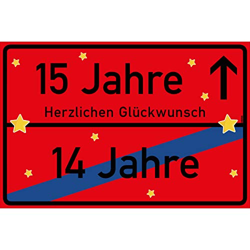 vanva 15 Jahre Party Deko Schild für den 15 Geburtstag Mädchen und Jungen Herzlichen Glückwunsch Spruch im Ortsschild Design Rot vanva 15 Jahre Party Deko Schild für den 15 Geburtstag Mädchen und Jungen Herzlichen Glückwunsch Spruch im Ortsschild Design Rot von vanva