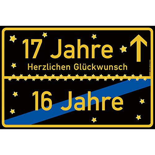 vanva 17 Geburtstag Schild - Ortsschild Herzlichen Glückwunsch 30x20 cm - Lustige Geschenke für Frauen 17 Jahre oder Dekoration - Party Deko Geschenkideen für den 17 Geburtstag Schwarz vanva 17 Geburtstag Schild - Ortsschild Herzlichen Glückwunsch 30x20 cm - Lustige Geschenke für Frauen 17 Jahre oder Dekoration - Party Deko Geschenkideen für den 17 Geburtstag Schwarz von vanva