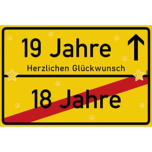 vanva 19 Geburtstag Schild - Ortsschild Herzlichen Glückwunsch 30x20 cm - Lustige Geschenke oder Dekoration - Party Deko Geschenkideen für den 19 Geburtstag Gelb vanva 19 Geburtstag Schild - Ortsschild Herzlichen Glückwunsch 30x20 cm - Lustige Geschenke oder Dekoration - Party Deko Geschenkideen für den 19 Geburtstag Gelb von vanva