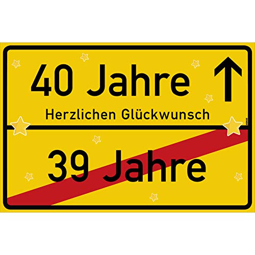 vanva 40 Geburtstag Schild - Ortsschild Herzlichen Glückwunsch 30x20 cm - Lustige Geschenke oder Dekoration - Party Deko Geschenkideen für den 40 Geburtstag Gelb vanva 40 Geburtstag Schild - Ortsschild Herzlichen Glückwunsch 30x20 cm - Lustige Geschenke oder Dekoration - Party Deko Geschenkideen für den 40 Geburtstag Gelb von vanva