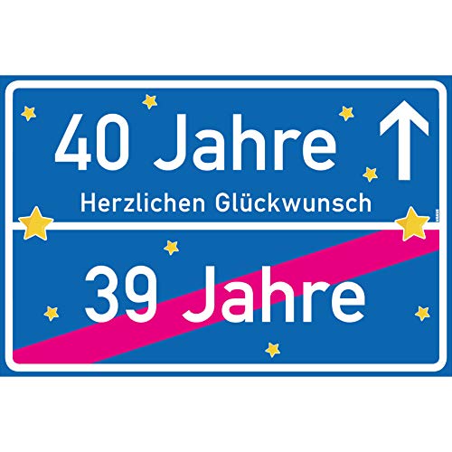 vanva 40 Jahre Herzlichen Glückwunsch Schild - Dekoration Partydeko Geschenk für den 40 Geburtstag Dunkelblau von vanva