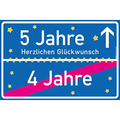 vanva 5 Jahre Herzlichen Glückwunsch Schild - Dekoration Partydeko Geschenk für den 5 Geburtstag 30x20cm Geschenk für Mädchen 5 Jahre Party Deko Geschenkideen für den 5 Geburtstag Dunkelblau von vanva