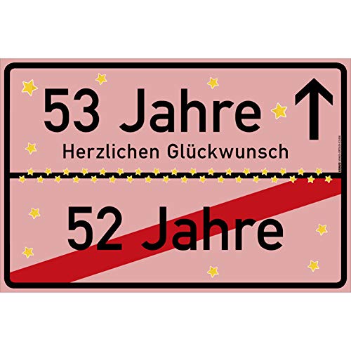 vanva 53 Jahre Party Deko Schild für den 53 Geburtstag Mädchen und Jungen Herzlichen Glückwunsch Spruch im Ortsschild Design Geschenk für Frauen 53 Jahre Party Deko Geschenkideen 53 Geburtstag Rosa von vanva