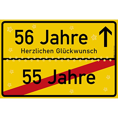 vanva 56 Geburtstag Schild - Ortsschild Herzlichen Glückwunsch 30x20 cm - Lustige Geschenke oder Dekoration - Party Deko Geschenkideen für den 56 Geburtstag Gelb vanva 56 Geburtstag Schild - Ortsschild Herzlichen Glückwunsch 30x20 cm - Lustige Geschenke oder Dekoration - Party Deko Geschenkideen für den 56 Geburtstag Gelb von vanva
