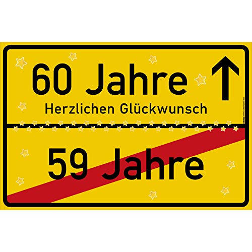 vanva 60 Geburtstag Schild - Ortsschild Herzlichen Glückwunsch 30x20 cm - Lustige Geschenke oder Dekoration - Party Deko Geschenkideen für den 60 Geburtstag Gelb vanva 60 Geburtstag Schild - Ortsschild Herzlichen Glückwunsch 30x20 cm - Lustige Geschenke oder Dekoration - Party Deko Geschenkideen für den 60 Geburtstag Gelb von vanva