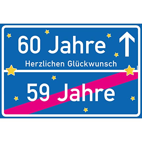 vanva 60 Jahre Herzlichen Glückwunsch Schild - Dekoration Partydeko Geschenk für den 60 Geburtstag Dunkelblau von vanva