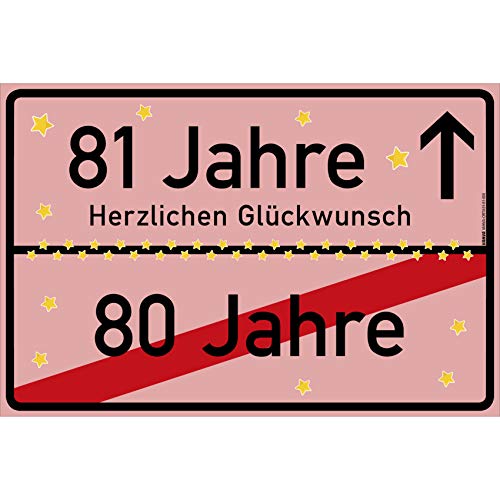 vanva 81 Jahre Party Deko Schild für den 81 Geburtstag Mädchen und Jungen Herzlichen Glückwunsch Spruch im Ortsschild Design Geschenk für Frauen 81 Jahre Party Deko Geschenkideen 81 Geburtstag Rosa von vanva