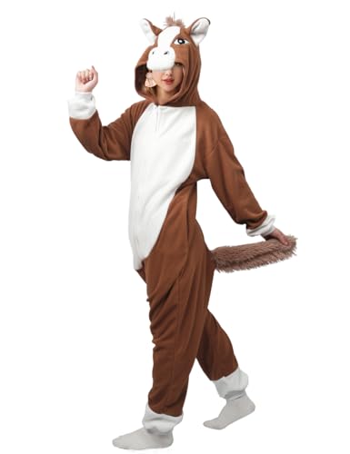 Einteiler für Erwachsene, Pferd, Tier, Cosplay, Hauskleidung, Nachtwäsche, Jumpsuit, Kostüm für Damen und Herren von vavalad