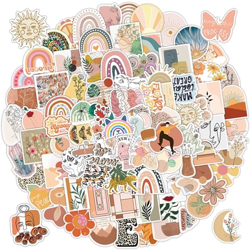 100 Stück Boho Sticker Aesthetic,Stickers Aesthetic Aufkleber,Wasserdicht Sticker Set für Laptop Skateboard Scrapbook Geschenk Dekorationen (5-7cm) von vcsjw