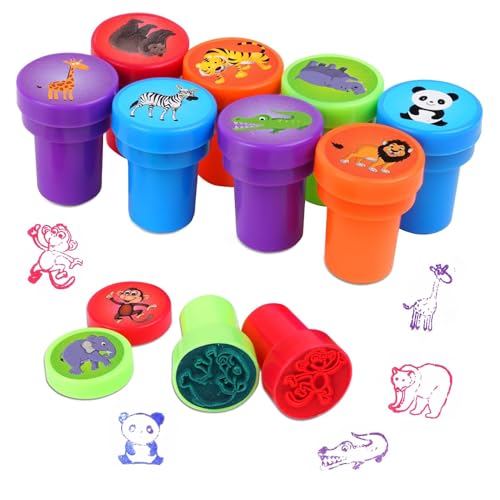 vcsjw 10 Stück Stempel Tiere Set,Mehrfarbige Tiere Stempelset für Klassenbelohnungen Spiel Hobby Party - 10 Verschiedene Tierstempel Set von vcsjw