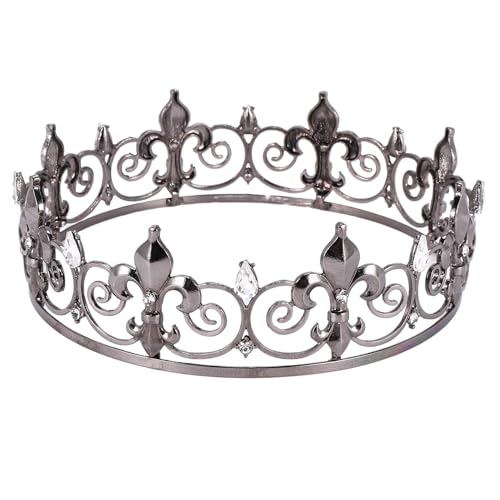 veorly Gothic Full Crown - Metallkronen und Diademe für MäNner und, Gothic Prince Prom PartyhüTe, Halloween Cosplay KostüM von veorly