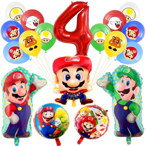 18Pcs Super Geburtstag Deko 4 Jahre, Kindergeburtstag Ballon Set 4 Jahre Jungen Mädchen, Geburtstagsdeko Thema Dekoration für Kindergeburtstag Party Supplies Deko 18Pcs Super Geburtstag Deko 4 Jahre, Kindergeburtstag Ballon Set 4 Jahre Jungen Mädchen, Geburtstagsdeko Thema Dekoration für Kindergeburtstag Party Supplies Deko von viallolipa