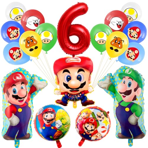 18Pcs Super Geburtstag Deko 6 Jahre, Kindergeburtstag Ballon Set 6 Jahre Jungen Mädchen, Geburtstagsdeko Thema Dekoration für Kindergeburtstag Party Supplies Deko 18Pcs Super Geburtstag Deko 6 Jahre, Kindergeburtstag Ballon Set 6 Jahre Jungen Mädchen, Geburtstagsdeko Thema Dekoration für Kindergeburtstag Party Supplies Deko von viallolipa