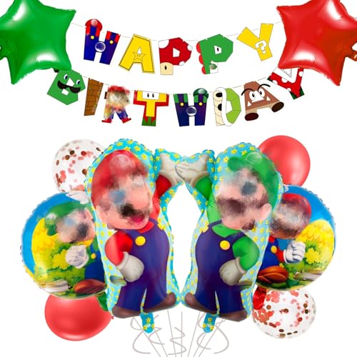 Super Geburtstag Deko Jungen Mädchen Geburtstagsdeko, Brother Folienballons Happy Birthday Banner Balloon Kindergeburtstag Deko Girlande für Thema Party Supplies Deko Super Geburtstag Deko Jungen Mädchen Geburtstagsdeko, Brother Folienballons Happy Birthday Banner Balloon Kindergeburtstag Deko Girlande für Thema Party Supplies Deko von viallolipa