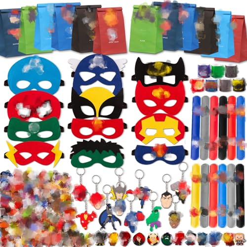 110Pcs Helden Mitgebsel Kindergeburtstag, Geburtstagsdeko Mitgebsel Geburtstag Deko Kinder, Geburtstagstüten Kinder Mit Masken Aufkleber SchlüSselanhänger Slap Bands GeschenktüTen Schuhdekorationen 110Pcs Helden Mitgebsel Kindergeburtstag, Geburtstagsdeko Mitgebsel Geburtstag Deko Kinder, Geburtstagstüten Kinder Mit Masken Aufkleber SchlüSselanhänger Slap Bands GeschenktüTen Schuhdekorationen von viallolipa