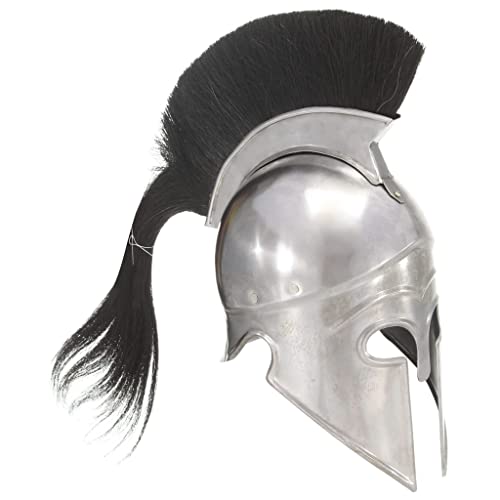 vidaXL Griechischer Krieger-Helm Antik Replik für LARP Cosplay Halloween-Party Korinther Ritterhelm Leonidas Rüstung Troja Reenactment Silbern Stahl von vidaXL