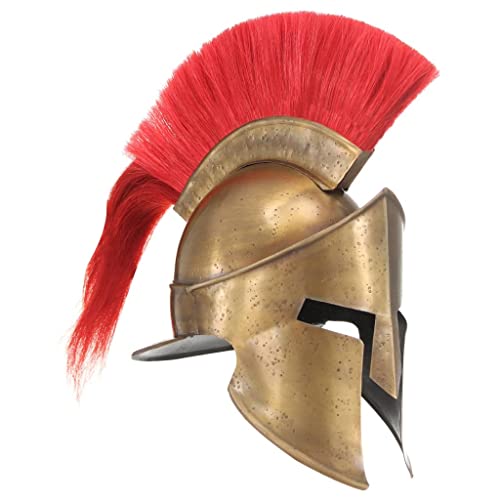 vidaXL Griechischer Krieger Helm Spartanerhelm Antik Replik für LARP Halloween-Party Korinthischer Spartanischer Ritterhelm Rüstung Reenactment Messing Stahl von vidaXL