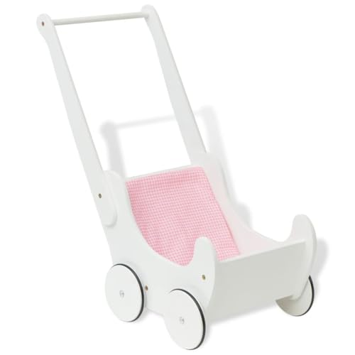 vidaXL Holz Puppenwagen mit Matratze Baby Kinder Lauflernwagen Holzpuppenwagen von vidaXL