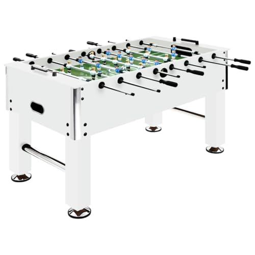 vidaXL Kickertisch Kicker Tischkicker Tischfussballspiel Spieletisch Fußballtisch Tischfussball Tischfußball Stahl 60kg 140x74,5x87,5cm Weiß von vidaXL