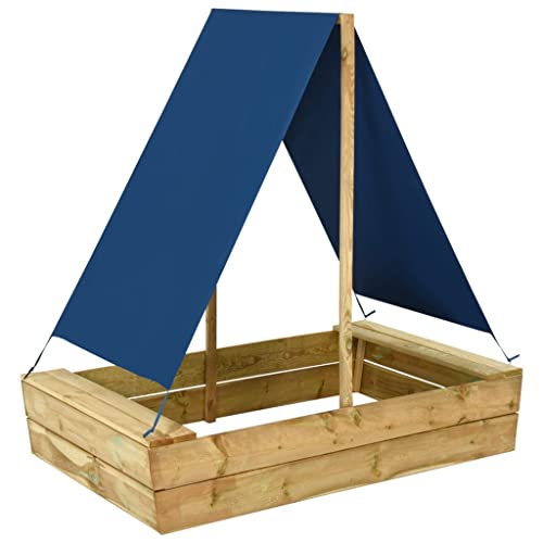 vidaXL Kiefernholz Imprägniert Sandkasten mit Dach Sandbox Sandkiste Spielhaus Holzsandkasten Garten Kinder Holz Spielzeug 80x60x97,5cm von vidaXL