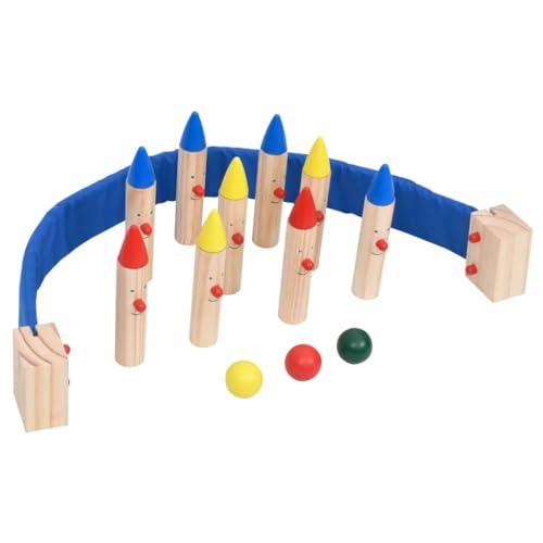 vidaXL Kiefernholz Massiv Bowlingspiel Kegelspiel Bowling Spielzeug Kegel Spielset Kinderspielzeug Geschenk Wurfspiel Kinderkegel Mehrfarbig von vidaXL