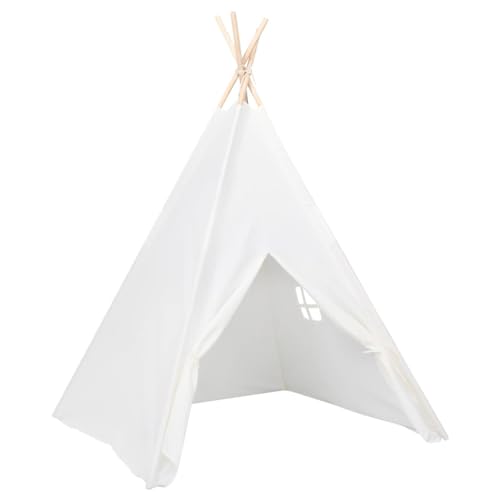 vidaXL Kinder Tipi Zelt mit Tasche Indianerzelt Kinderzelt Babyzelt Spielhaus Wigwam Indianer Spielzelt Pfirsichhaut Weiß 120x120x150cm von vidaXL