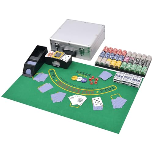 vidaXL Kombiniertes Poker/Blackjack Set mit 600 Laserchips aus Aluminium für Erwachsene ab 18 Jahren von vidaXL