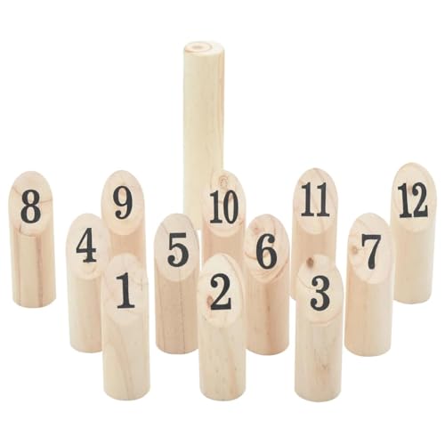 vidaXL Kubb Spielset 13-TLG., Wurfspiel mit Tragetasche, Holzspiel für Familienfeiern, Wikingerspiel Gartenspiel, Massivholz Kiefer von vidaXL