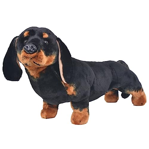 vidaXL Plüschtier Stehend Dackel Plüschspielzeug Stofftier Kuscheltier Plüsch Figur Plüschhund Geschenk für Kinder XXL Schwarz Stahlrahmen von vidaXL