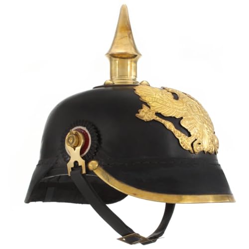 vidaXL Preußische Pickelhaube Antik Replik für LARP Cosplay Halloween-Party Pickelhelm Preussen Offizier Helm Rüstung Ritterhelm Schwarz Stahl von vidaXL