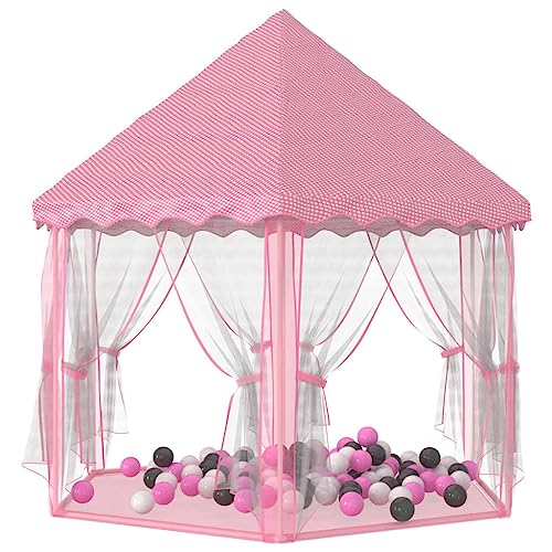 vidaXL Prinzessin-Spielzelt mit 250 Bällen Rosa 133x140 cm, Spielzelt mit Ball, Spielhütte, Zelt, Spielhaus, Prinzessin Zelt, Zelt mit Ball, Spielball von vidaXL