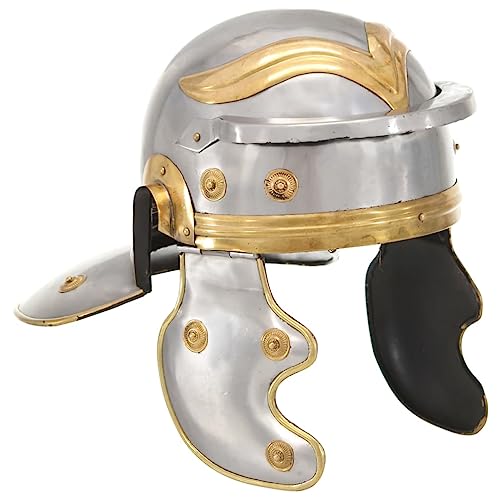 vidaXL Römischer Soldaten Helm Antik Replik für LARP Cosplay Halloween-Party Legionärshelm Römerhelm Rüstung Ritterhelm Silbern Stahl von vidaXL