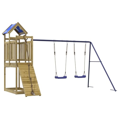 vidaXL Spielturm, Klettergerüst mit Kletterwand Seil Schaukeln, Kinder Kletterturm Spiel-Zubehör für Garten, Holz Spielplatz Spielhaus, Kiefernholz Imprägniert von vidaXL