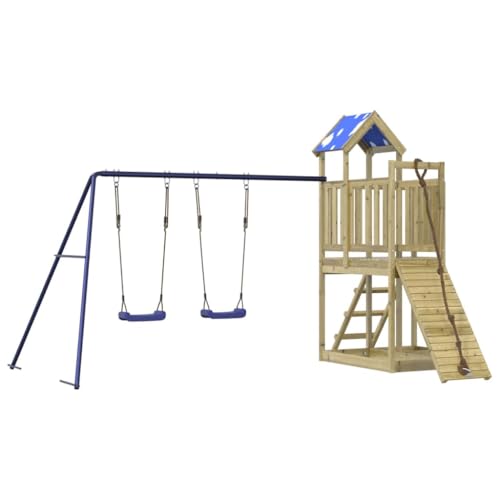 vidaXL Spielturm, Klettergerüst mit Kletterwand Seil Schaukeln Leiter, Kinder Kletterturm Spiel-Zubehör für Garten, Holz Spielplatz Spielhaus, Kiefernholz Imprägniert von vidaXL