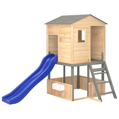 vidaXL Spielturm, Klettergerüst mit Rutsche, Kletterturm für Kinder ab 3 Jahren, Kletterhaus Spielhaus Spielplatz, Massivholz Tanne von vidaXL