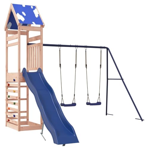 vidaXL Spielturm, Klettergerüst mit Rutsche Schaukeln Kletterwand, Kinder Kletterturm Spiel-Zubehör für Garten, Holz Spielplatz Spielhaus, Massivholz Douglasie von vidaXL