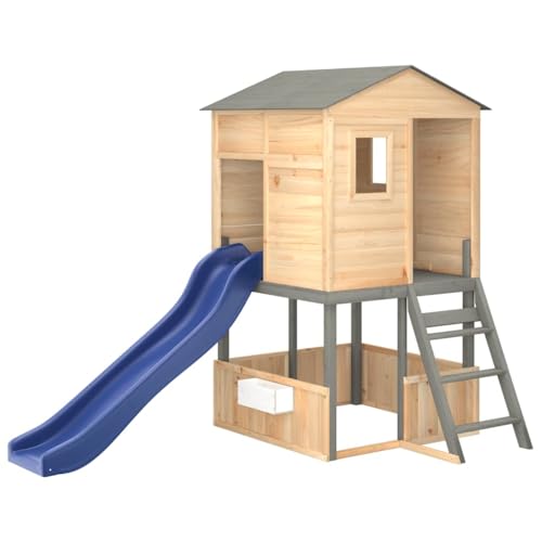 vidaXL Spielturm Dunkelgrau Massivholz Tanne, Kletterturm, Spielgerät, Spielplatz Garten, Klettertürme, Spielgeräte, Holz Spielgerät, Holz Spielgeräte von vidaXL