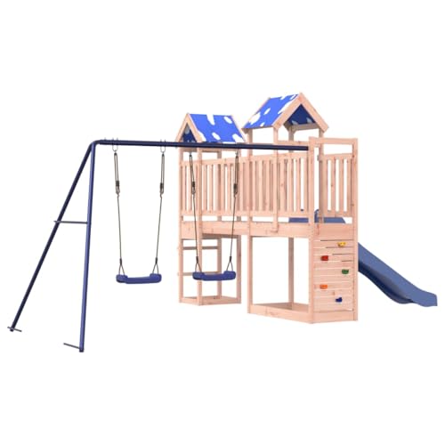 vidaXL Spielturm, Klettergerüst mit Brücke Schaukeln Kletterwand Rutsche, Kinder Kletterturm Spiel-Zubehör für Garten, Holz Spielplatz Spielhaus, Massivholz Douglasie von vidaXL