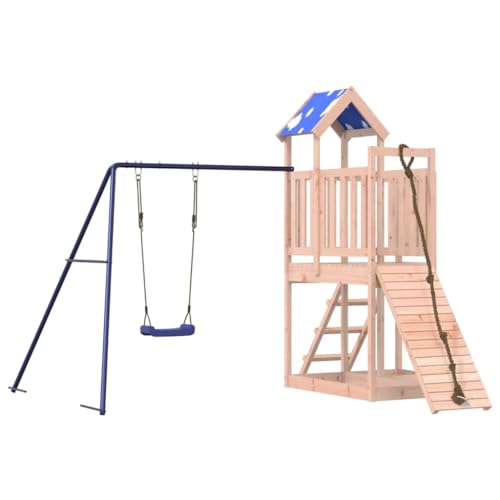 vidaXL Spielturm, Klettergerüst mit Kletterwand Seil Schaukel Leiter, Kinder Kletterturm Spiel-Zubehör für Garten, Holz Spielplatz Spielhaus, Massivholz Douglasie von vidaXL