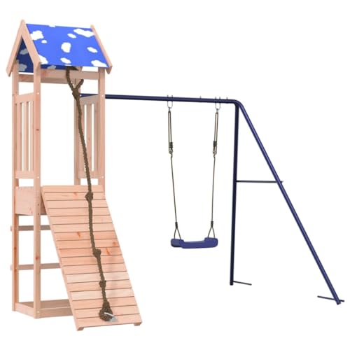 vidaXL Spielturm, Klettergerüst mit Schaukel Kletterwand Seil, Kinder Kletterturm Spiel-Zubehör für Garten, Holz Spielplatz Spielhaus, Massivholz Douglasie von vidaXL