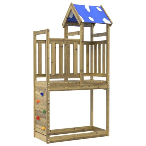 vidaXL Spielturm mit Kletterwand aus Kiefernholz, 110,5 x 52,5 x 215 cm von vidaXL