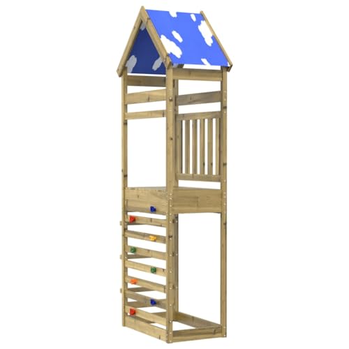 vidaXL Spielturm mit Kletterwand aus Kiefernholz, 85 x 52,5 x 265 cm, Spielplatz, Kletterturm, Gartenausrüstung, Spielhaus von vidaXL