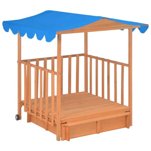 vidaXL Tannenholz Sandkasten mit Dach Sandkiste Sandbox Kindersandkasten Kinder Spielhaus Kinderspielhaus Holzhaus Holzspielhaus Garten UV50 UV Schutz Sonnenschutz von vidaXL