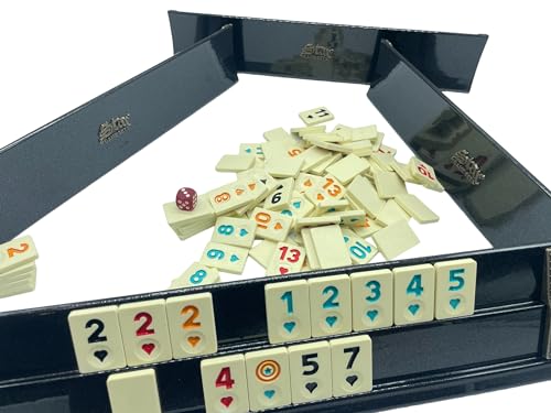 vienberg Premium Perl Okey Set | Rummikub Spiel | handgefertigtes Rummy Set aus Holz, INCI Okey takimi | Brettspiel, Gold & Schwarz lackiert (Perl Schwarz) von vienberg