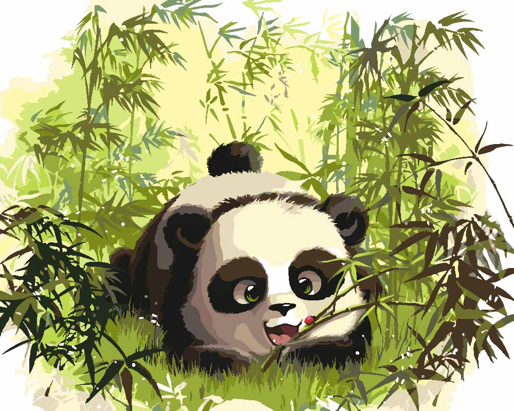 Malen nach Zahlen - Großer Panda - by Vink, mit Rahmen von vink